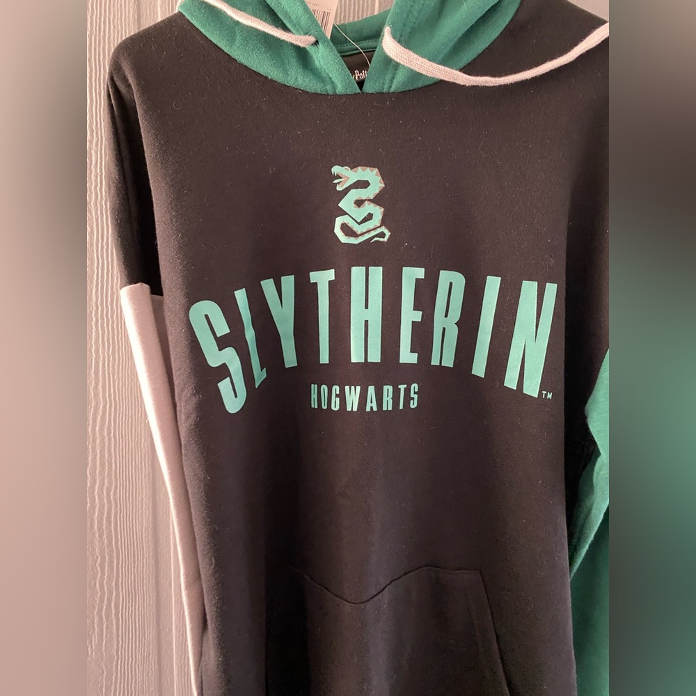 BoxLunch Harry Potter Slytherin Color Block Collegiate Hoodie - Picture 4 of 4